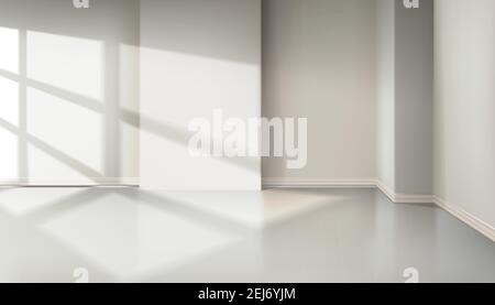 3d realistic vector room with light from the window. room design interior of apartment, office. Natural shadow effect from window of jalousie. Stock Vector