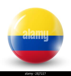 Glass light ball with flag of Colombia. Round sphere, template icon. Colombian national symbol. Glossy realistic ball, 3D abstract vector illustration Stock Vector