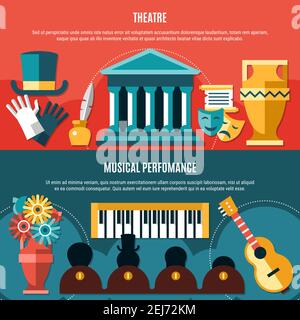 Theatre people set with drama and ballet symbols flat isolated vector ...