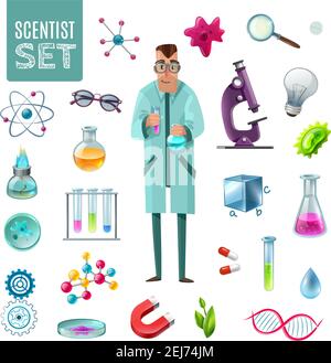 Set of laboratory research tools concept neon icons. Vector ...