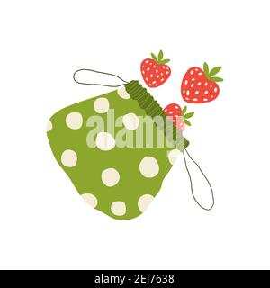 Reusable textile bag for food. Simple icon of ecological sack for vegetable. Eco friendly packaging. Zero waste lifestyle concept. Plastic free. Vec-t Stock Vector