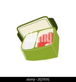 Reusable lunchbox. Simple icon of reusable container for food. Eco friendly packaging. Zero waste lifestyle concept. Vector illustration in flat carto Stock Vector