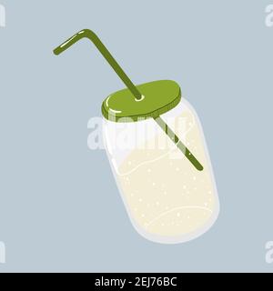 Reusable glass bottle for drink. Sim-ple icon of reusable container for wa-ter. Eco friendly packaging. Zero waste lifestyle concept. Plastic free. Ve Stock Vector