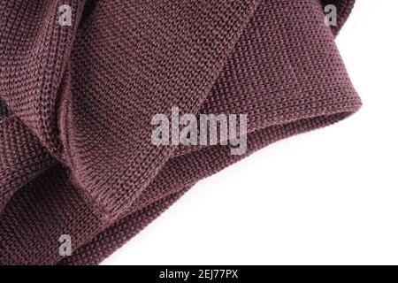 brown knitted fabric on white background Stock Photo