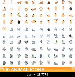 100 animal icons set, cartoon style Stock Vector Image & Art - Alamy