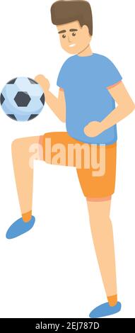 Children juggles ball soccer icon. Cartoon of children juggles ball soccer vector icon for web design isolated on white background Stock Vector