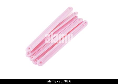 pink counting sticks on a white background Stock Photo