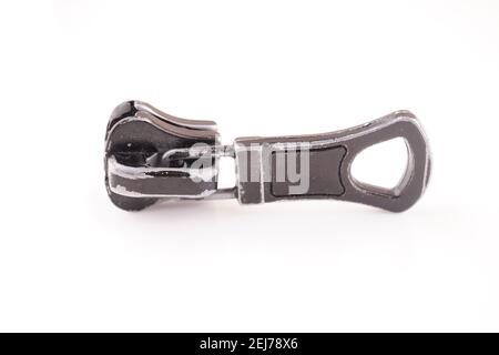 zipper slider on white background Stock Photo