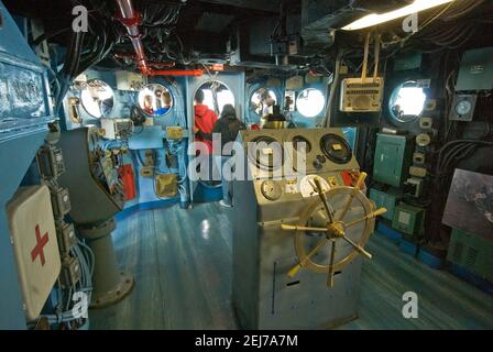 Bridge interior at USS Midway aircraft carrier museum ship, San Diego, California, USA Stock Photo