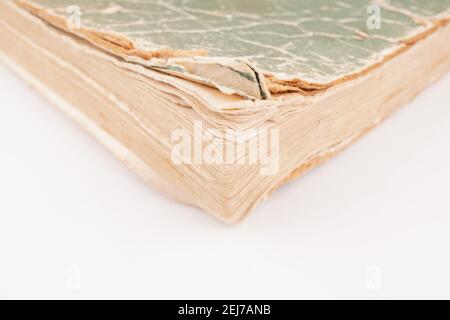 old green book on white background Stock Photo