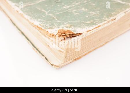 old green book on white background Stock Photo