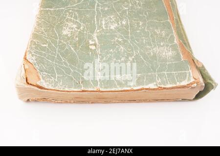 old green book on white background Stock Photo