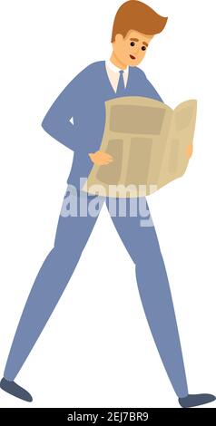 Careless businessman with newspaper icon. Cartoon of careless businessman with newspaper vector icon for web design isolated on white background Stock Vector