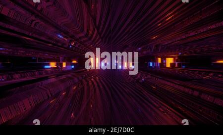 Abstract technology background with neon lights 3d illustration Stock Photo