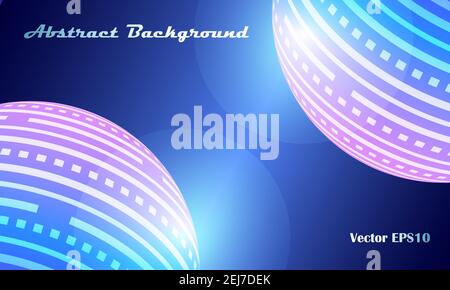 Glowing abstract background with striped spheres. Vector illustration EPS10. Stock Vector