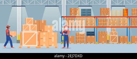 Warehouse interior with cardboard boxes Stock Vector Image & Art - Alamy