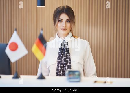 Receptionist working in a hotel Stock Photo