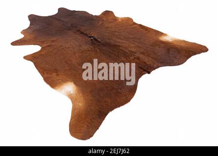 Isolated picture of a cow skin on a white background - Floor carpet Stock Photo