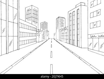 Street Road Graphic Black White City Landscape Sketch Vertical Illustration  Vector Royalty Free SVG Clipa  Landscape sketch Landscape drawing easy  City drawing