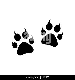 Paws icon. Footprint of unknown animal. Vector isolated on a white. Stock Vector
