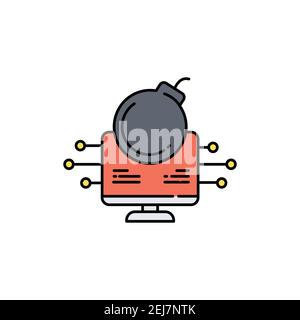 Electronic threat olor line icon. Pictogram for web page, mobile app, promo. UI UX GUI design element. Editable stroke. Stock Vector