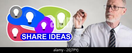Share ideas concept drawn by a businessman Stock Photo