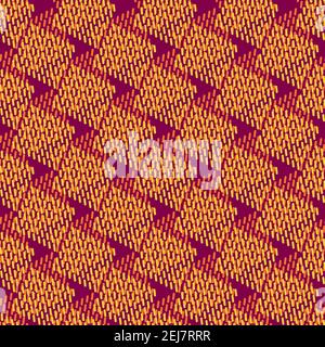 Abstract zigzag effect seamless vector pattern background. Painterly ochre red canvas backdrop with diagonally folding weave squares. Burlap chevron Stock Vector