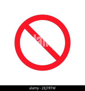 No symbol icon. Prohibition red stop sign. No entry vector. Isolated on white. Stock Vector