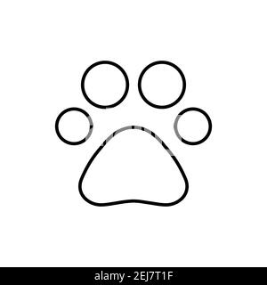 Paw line icon. Black print linear paw trace. Footprint of unknown animal. Vector isolated on a white. Stock Vector