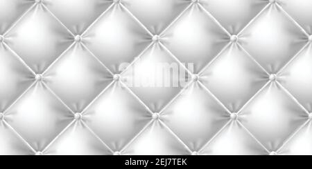 Seamless white leather sofa texture. Photo-realistic vector illustration. Stock Vector