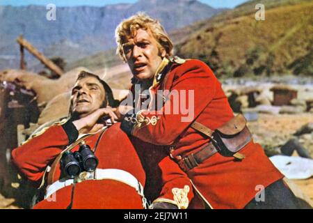 ZULU 1964 Paramount/Embassy film with Michael Caine at right as Bromhead and Stanley Baker as Chard Stock Photo