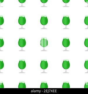 Illustration Irish holiday St Patrick day, seamless color beer in mug. Pattern St Patrick day consisting of many identical beer mug on white backgroun Stock Vector