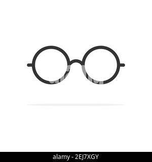 Glasses icon. Flat round line glasses. Vector isolated on white. Stock Vector