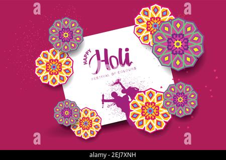 happy Holi greetings, vector illustration design Stock Vector