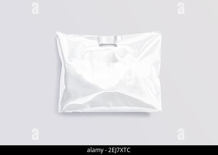Blank White Diecut Plastic Bag Handle Hole Mockup Gray Background Stock  Photo - Download Image Now - iStock