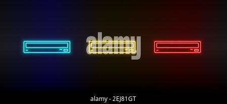 Neon icon set Sd. Set of red, blue, yellow neon vector icon Stock Vector