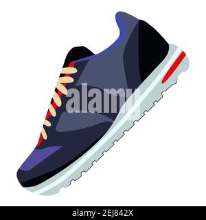 Shoes flat icon with bright colorful sneakers. Isolated on white background. Fashionable sneakers side view. Flat style. Vector illustration Stock Vector