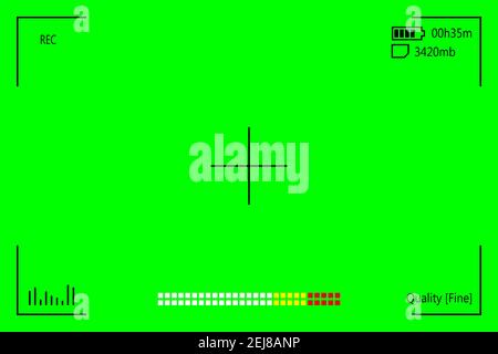 Green screen, chromakey background. Blank green background with VFX motion tracking markers. Screen of modern digital camcorders. Chroma Keyboard for Stock Vector
