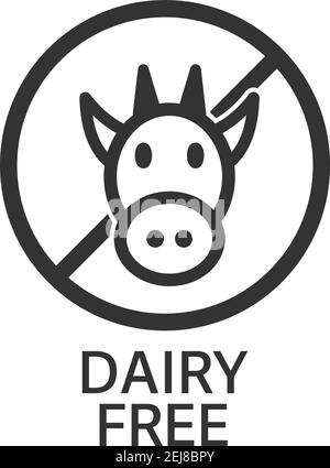 dairy free symbol or label with head of cow vector illustration Stock Vector