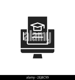Course material black glyph icon. Vector illustration. Outline pictogram for web page, mobile app, promo. Vector illustration Stock Vector
