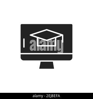 Distance learning black glyph icon. Online training courses. Home leisure. Isolated vector element. . Vector illustration Stock Vector