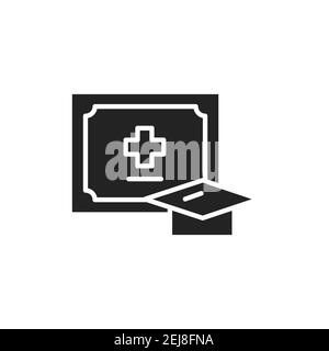 Medical courses black glyph icon. Outline pictogram for web page, mobile app, promo. Vector illustration Stock Vector