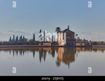 Pavilion in the Menara Garden, Marrakech, Morocco. Stock Photo