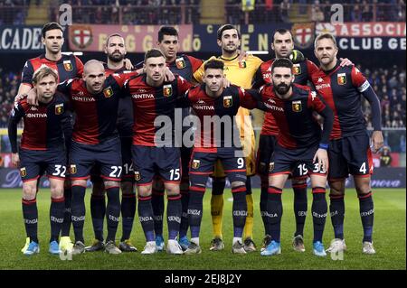 Genoa, Italy. 13 August 2021. Players of Genoa CFC pose for a team