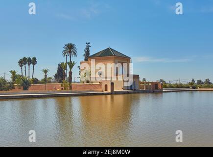 Pavilion in the Menara Garden, Marrakech, Morocco. Stock Photo