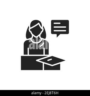 Training seminar black glyph icon. Vector illustration. Outline pictogram for web page, mobile app, promo. Vector illustration Stock Vector