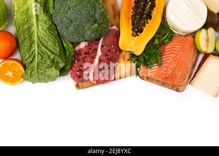 Vitamin A in food isolated on white background Stock Photo