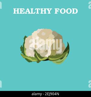 Cauliflower flat. Cauliflower vector logo. Cauliflower icon. Isolated object. Vegetable from the garden. Organic food. Vector illustration. Cauliflowe Stock Vector