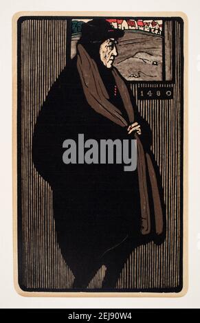 Ill1195Sir Henry Irving as Louis XI, illustration by Edward Gordon Craig from 1899 The Studio an Illustrated Magazine of Fine and Applied Art