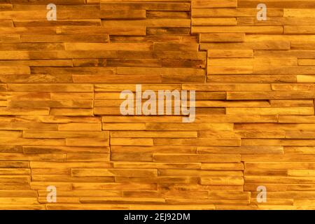 Wall cladding made from pieces of wood Stock Photo